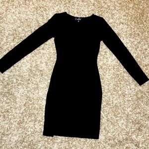 How I Wonder Black Long Sleeve Midi Dress